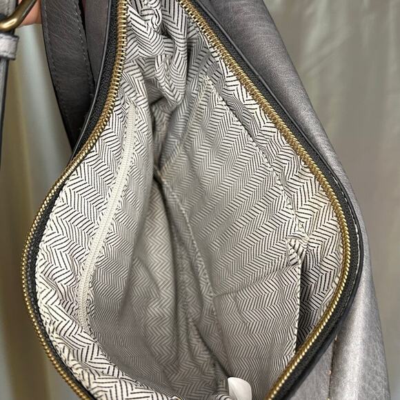 Modern Crescent Crossbody Bag with Gold Ring Accent – 12"x8"x2" - Picture 6 of 6